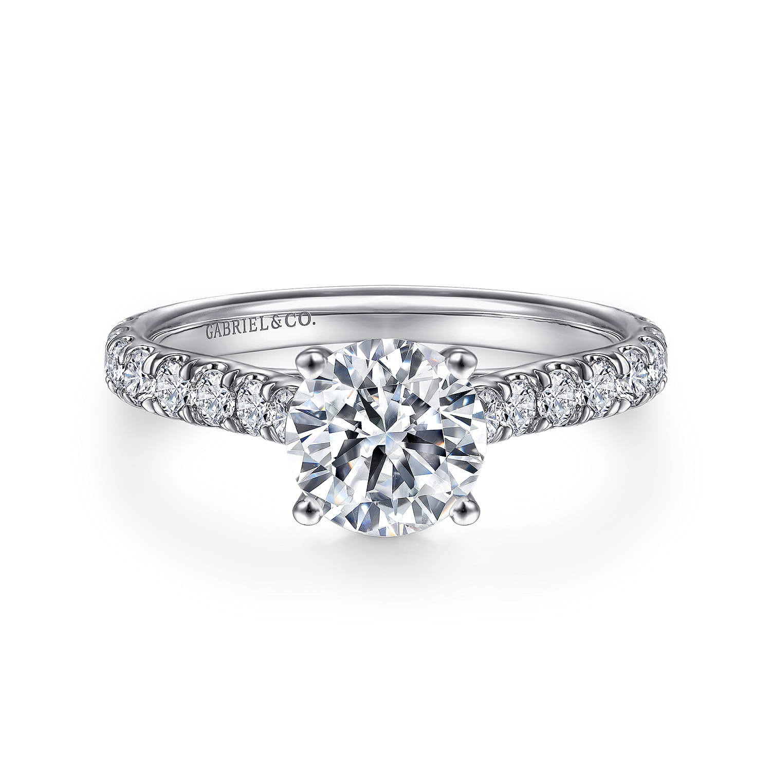Luciole - 14K White Gold Round Diamond Engagement Ring - 0.57 ct - Shot 1