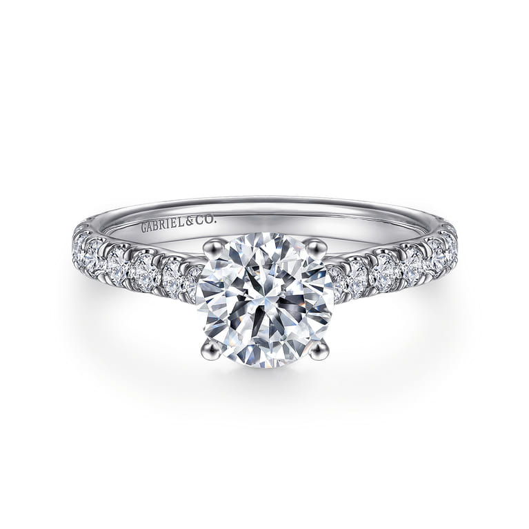 Luciole - 14K White Gold Round Diamond Engagement Ring - 0.57 ct - Shot 1
