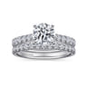 Luciole - 14K White Gold Round Diamond Engagement Ring - 0.57 ct