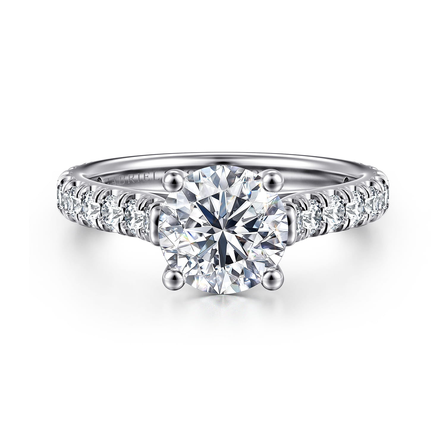 Luciole - 14K White Gold Round Diamond Engagement Ring - 0.6 ct - Shot 1