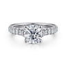 Luciole - 14K White Gold Round Diamond Engagement Ring - 0.6 ct
