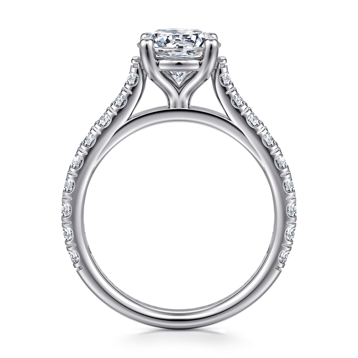 Luciole - 14K White Gold Round Diamond Engagement Ring - 0.6 ct - Shot 2
