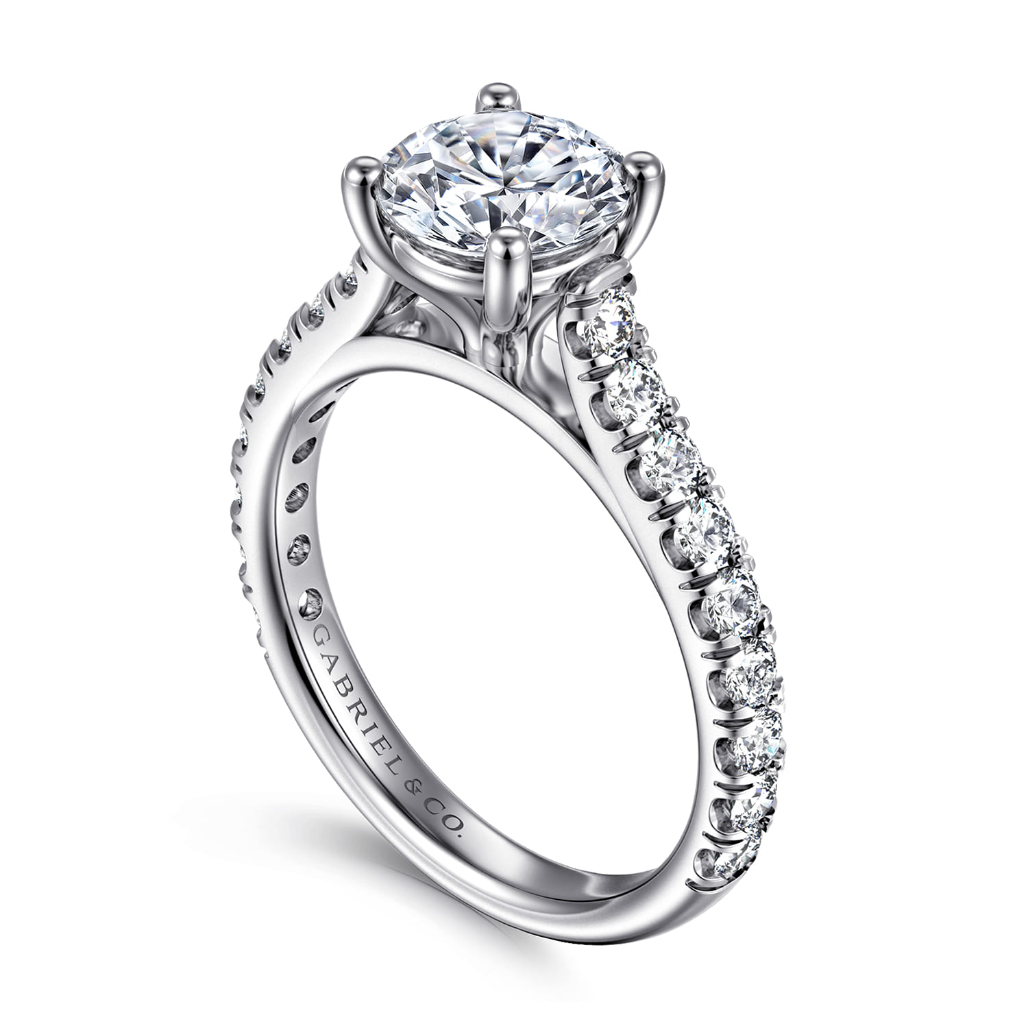 Luciole - 14K White Gold Round Diamond Engagement Ring - 0.6 ct - Shot 3