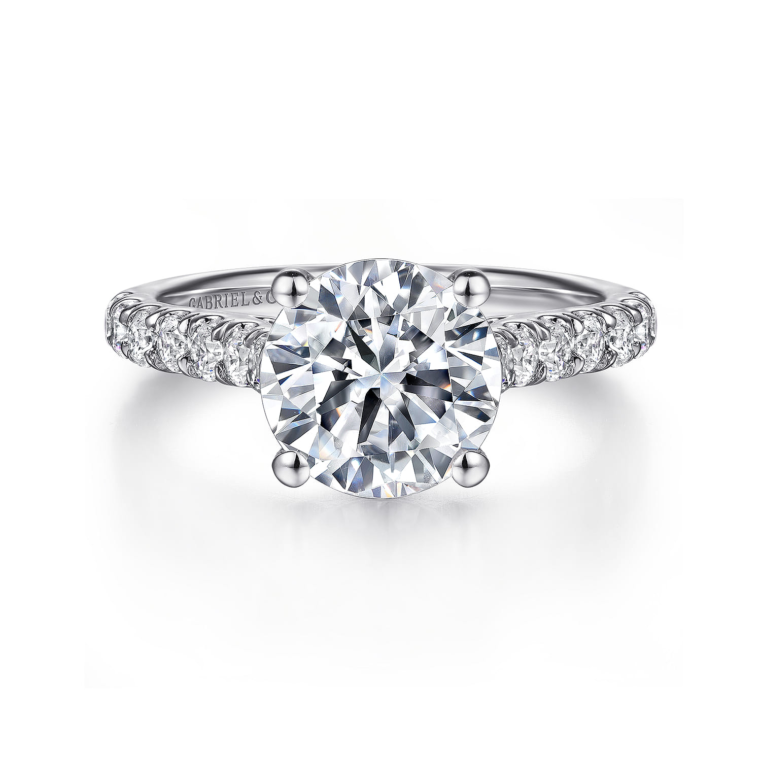 Luciole - 14K White Gold Round Diamond Engagement Ring - 0.57 ct - Shot 1