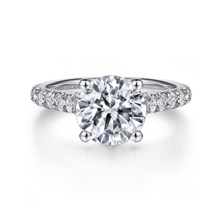 Luciole - 14K White Gold Round Diamond Engagement Ring - 0.57 ct - Shot 1
