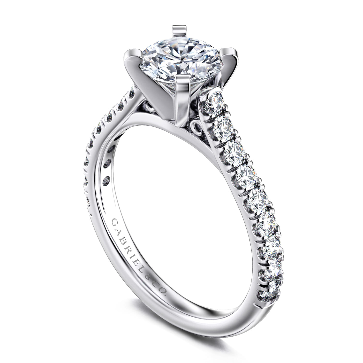 Erica - 14K White Gold Round Diamond Engagement Ring - 0.51 ct - Shot 3