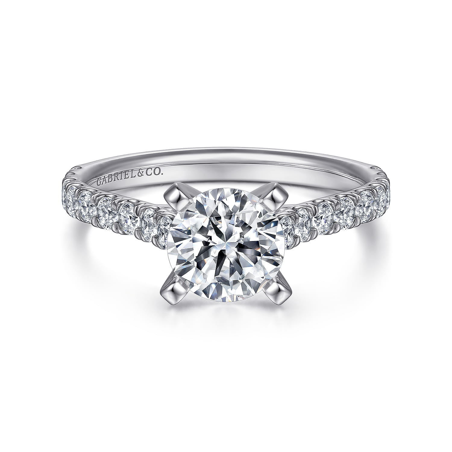 Erica - 14K White Gold Round Diamond Engagement Ring - 0.51 ct - Shot 1