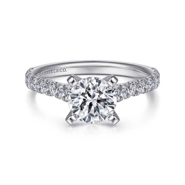 Erica - 14K White Gold Round Diamond Engagement Ring - 0.51 ct - Shot 1