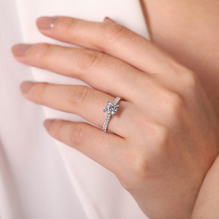 Erica - 14K White Gold Round Diamond Engagement Ring - 0.51 ct - Shot 6