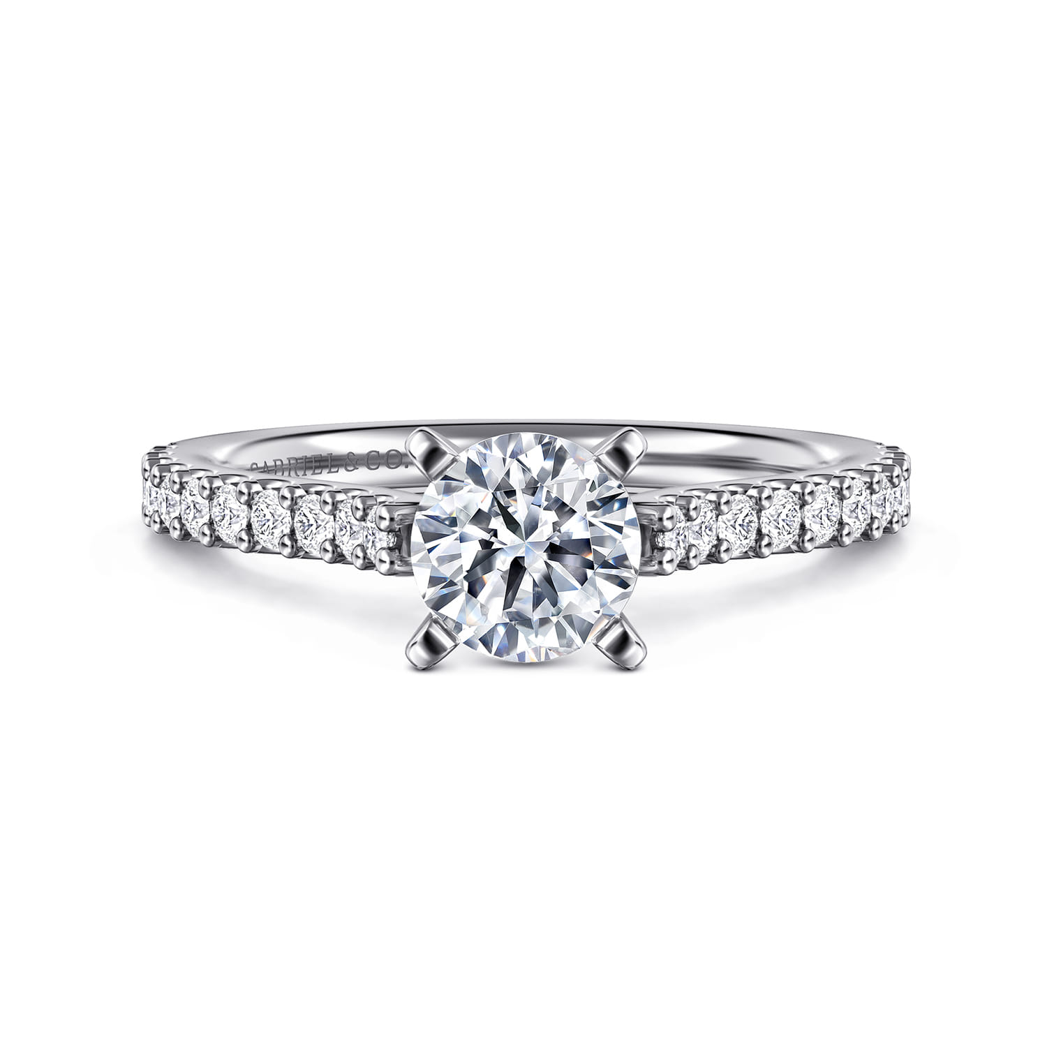 Shanna - 14K White Gold Round Diamond Engagement Ring - 0.28 ct - Shot 1