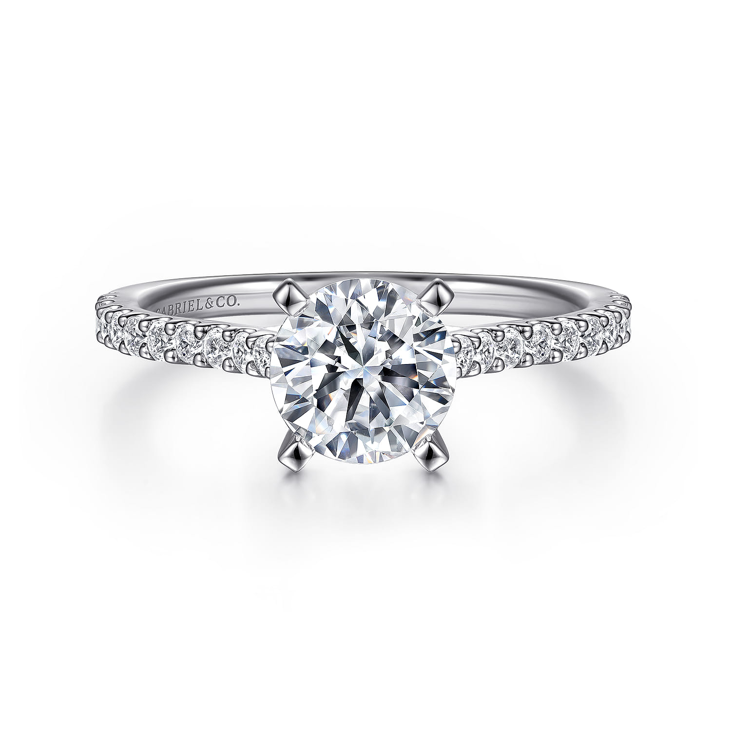 Shanna - 14K White Gold Round Diamond Engagement Ring - 0.28 ct - Shot 1