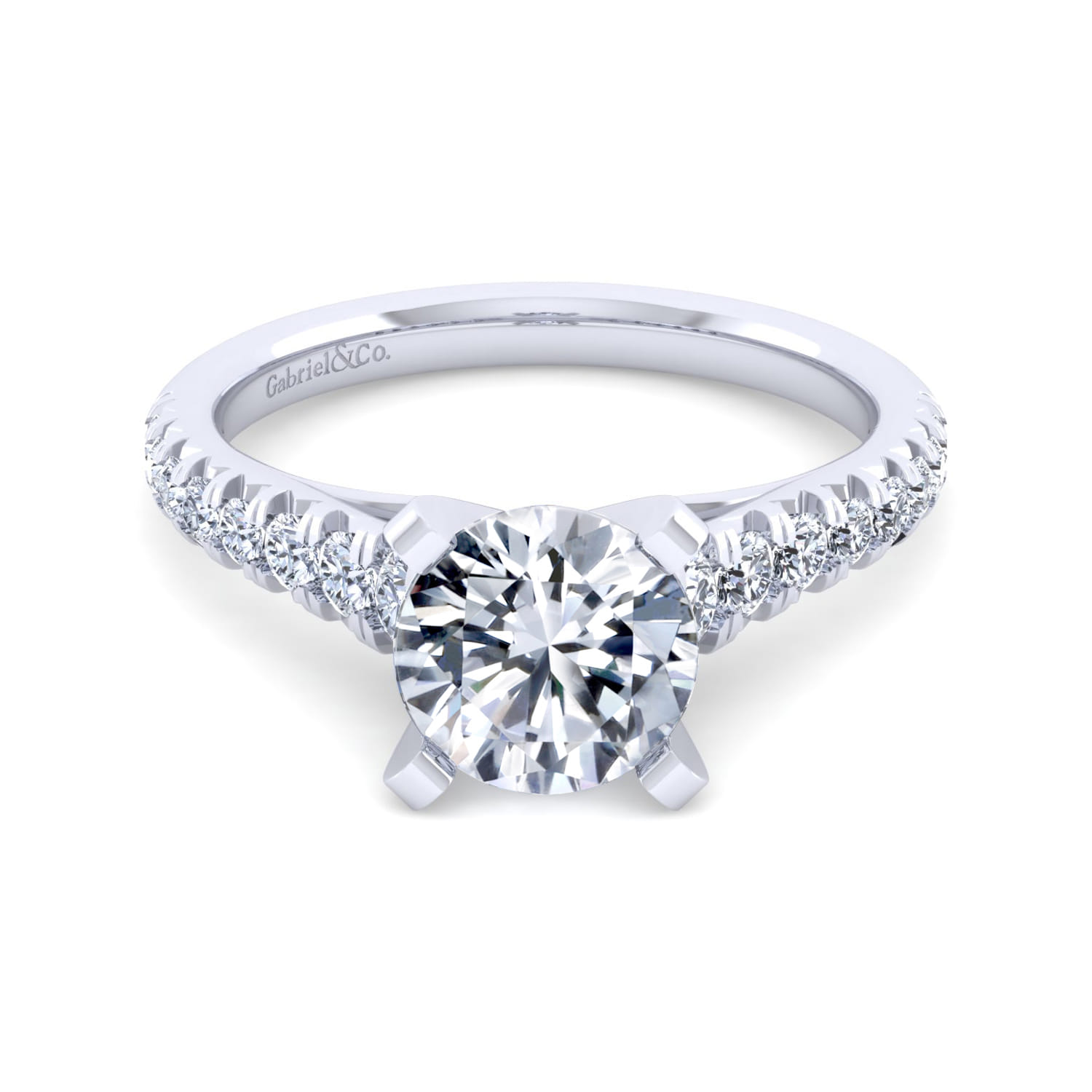 Bridget - 14K White Gold Round Diamond Engagement Ring - 0.5 ct - Shot 1