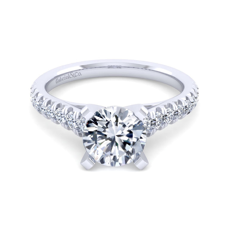 Bridget - 14K White Gold Round Diamond Engagement Ring - 0.5 ct - Shot 1