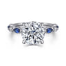 Cindie - 14K White Gold Round Sapphire and Diamond Engagement Ring - 0.5 ct