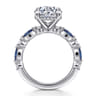 Cindie - 14K White Gold Round Sapphire and Diamond Engagement Ring - 0.5 ct