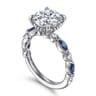 Cindie - 14K White Gold Round Sapphire and Diamond Engagement Ring - 0.5 ct