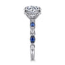 Cindie - 14K White Gold Round Sapphire and Diamond Engagement Ring - 0.5 ct