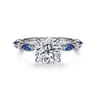 Cindie - 14K White Gold Round Sapphire and Diamond Engagement Ring - 0.15 ct