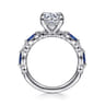 Cindie - 14K White Gold Round Sapphire and Diamond Engagement Ring - 0.15 ct