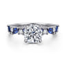 Damiana - 14K White Gold Round Sapphire and Diamond Engagement Ring - 0.3 ct