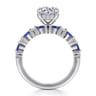 Damiana - 14K White Gold Round Sapphire and Diamond Engagement Ring - 0.3 ct