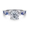 Damiana - 14K White Gold Round Sapphire and Diamond Engagement Ring - 0.3 ct