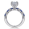 Damiana - 14K White Gold Round Sapphire and Diamond Engagement Ring - 0.3 ct