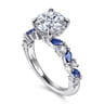 Damiana - 14K White Gold Round Sapphire and Diamond Engagement Ring - 0.3 ct
