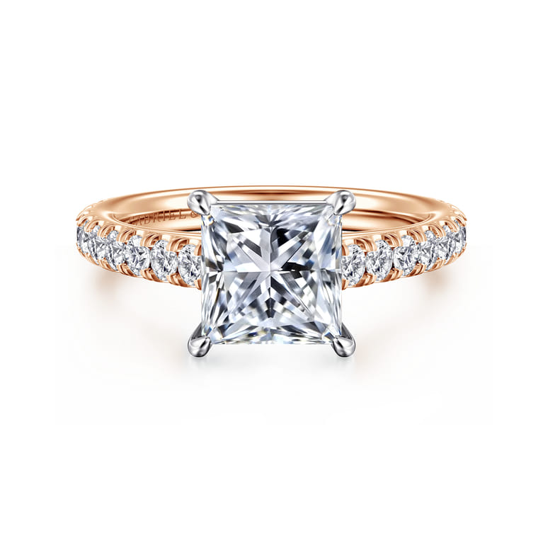 Addilyn - 14K White-Rose Gold Princess Cut Diamond Engagement Ring - 0.5 ct - Shot 1