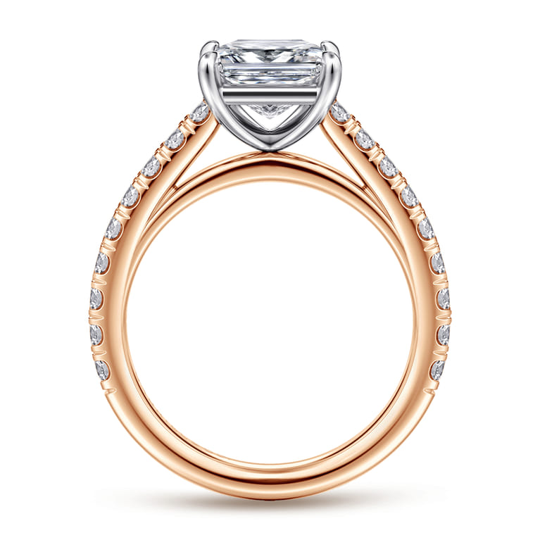 Addilyn - 14K White-Rose Gold Princess Cut Diamond Engagement Ring - 0.5 ct - Shot 2