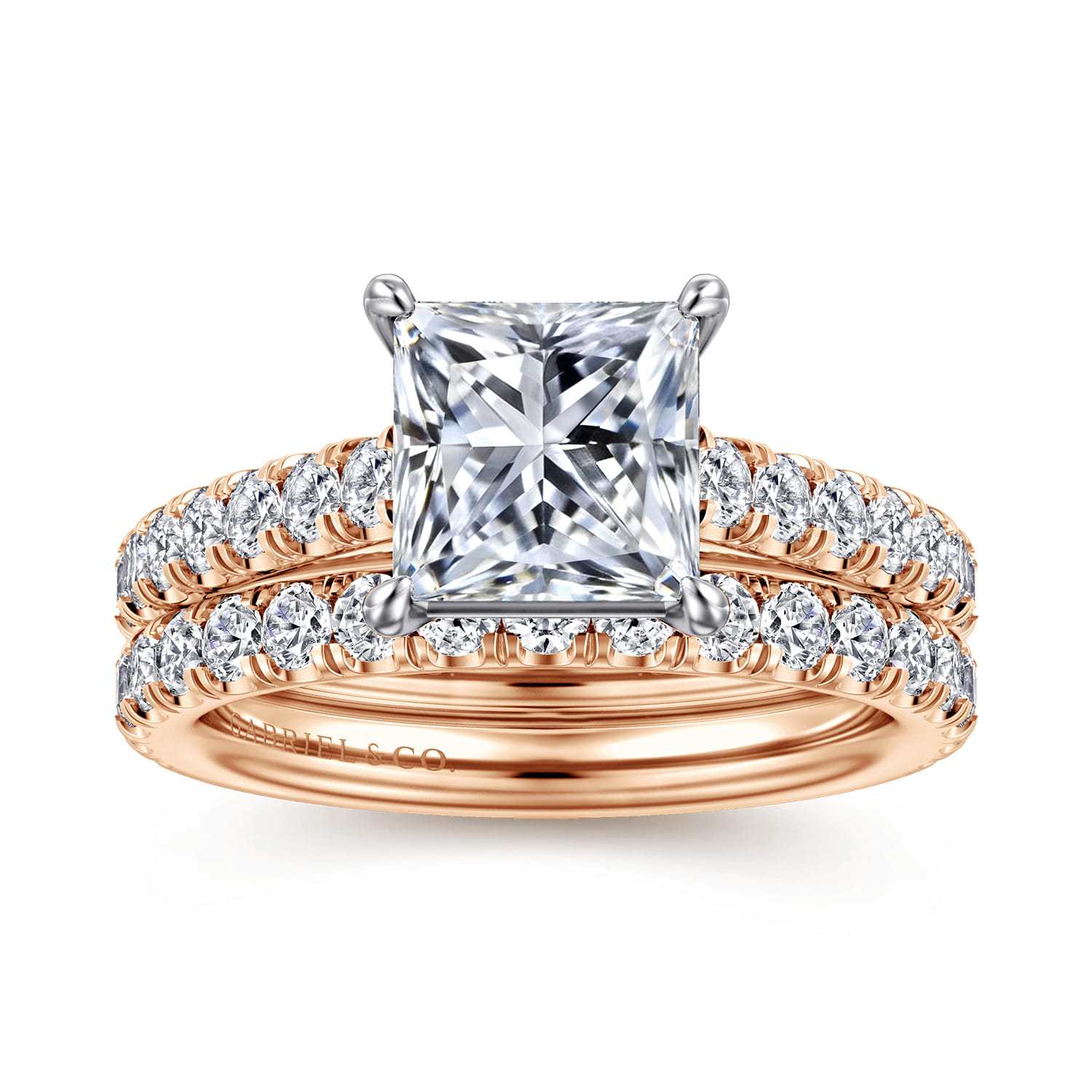 Addilyn - 14K White-Rose Gold Princess Cut Diamond Engagement Ring - 0.5 ct - Shot 4