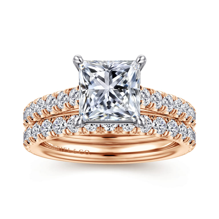 Addilyn - 14K White-Rose Gold Princess Cut Diamond Engagement Ring - 0.5 ct - Shot 4