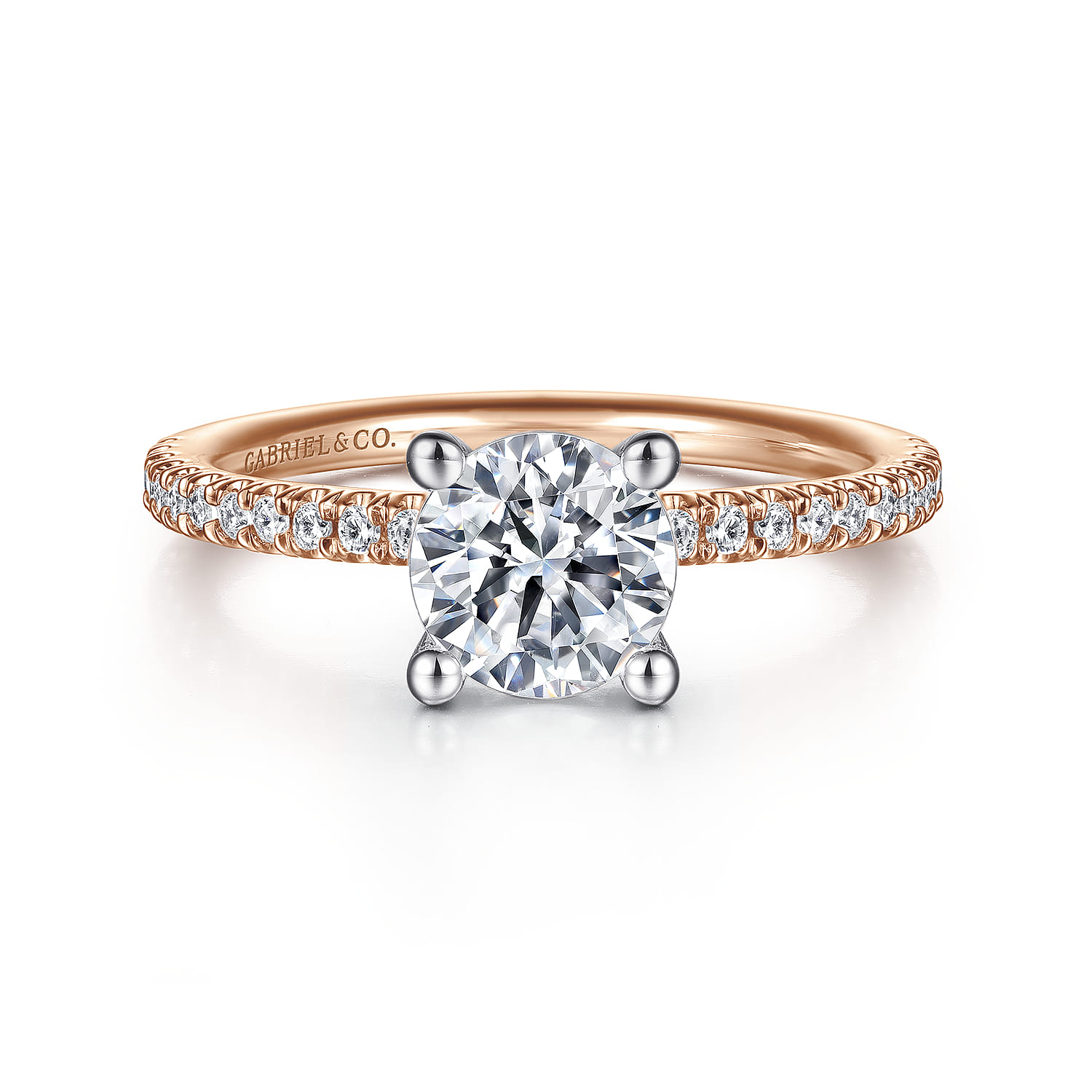 Evelyn - 14K White-Rose Gold Round Diamond Engagement Ring - 0.18 ct - Shot 1