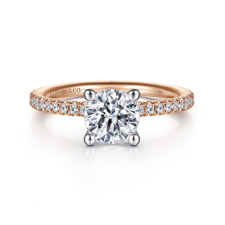 Evelyn - 14K White-Rose Gold Round Diamond Engagement Ring - 0.18 ct - Shot 1