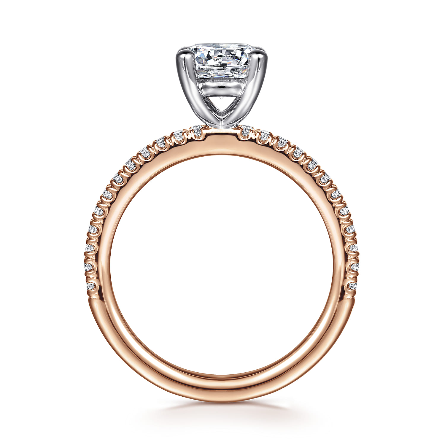 Evelyn - 14K White-Rose Gold Round Diamond Engagement Ring - 0.18 ct - Shot 2