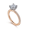 Evelyn - 14K White-Rose Gold Round Diamond Engagement Ring - 0.18 ct
