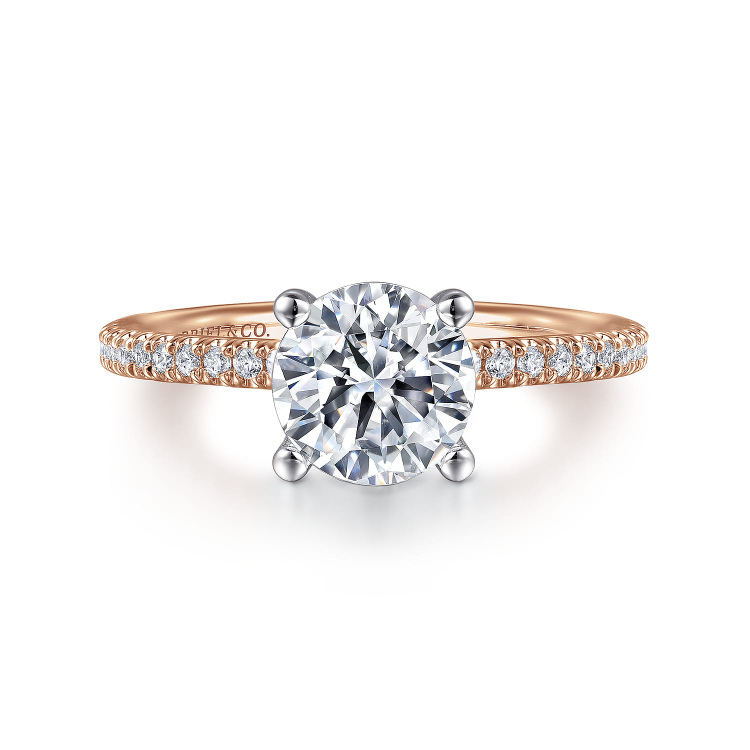 Evelyn - 14K White-Rose Gold Round Diamond Engagement Ring - 0.18 ct - Shot 1