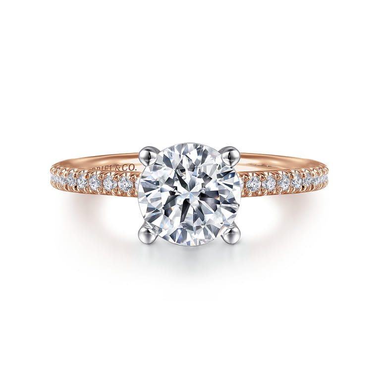 Evelyn - 14K White-Rose Gold Round Diamond Engagement Ring - 0.18 ct - Shot 1
