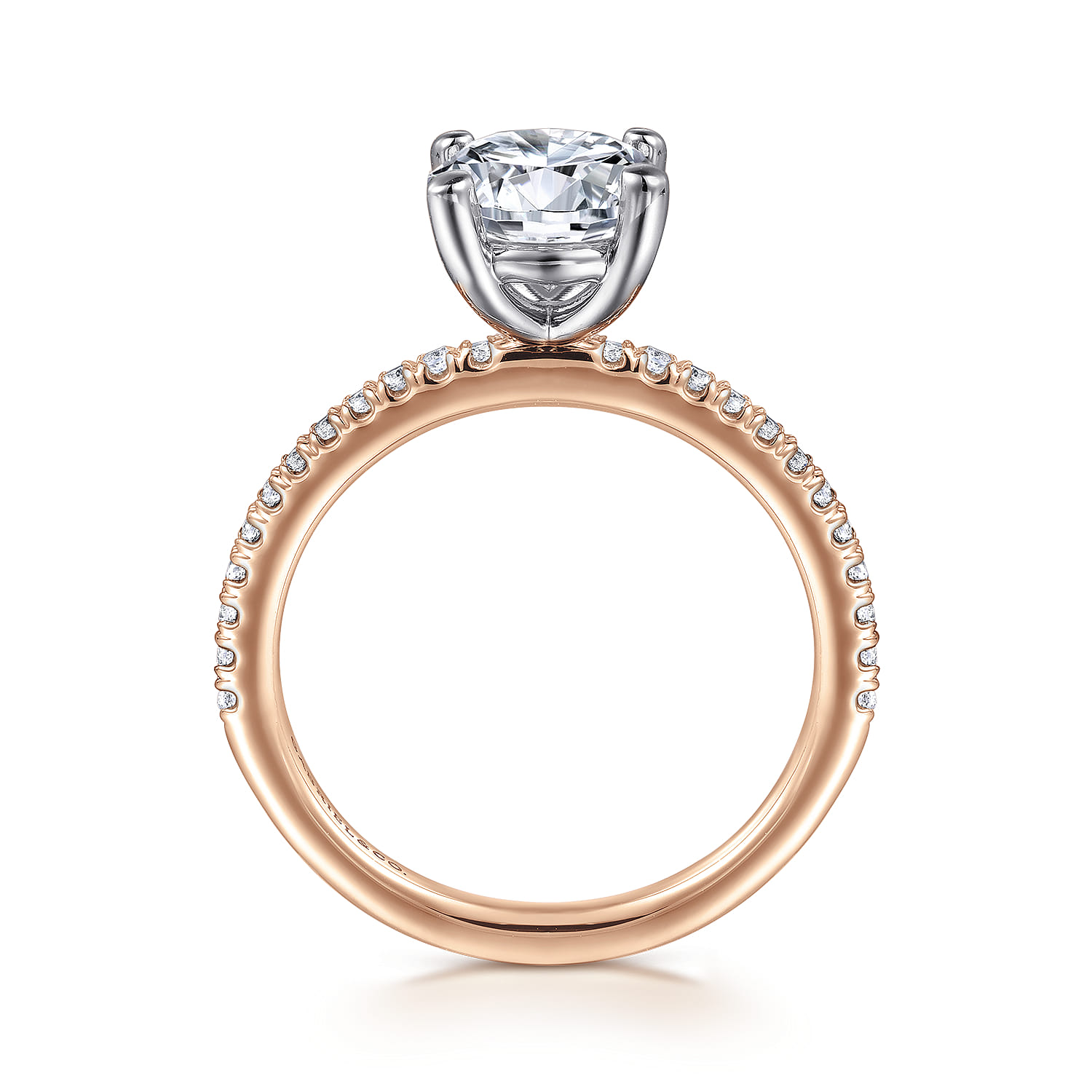 Evelyn - 14K White-Rose Gold Round Diamond Engagement Ring - 0.18 ct - Shot 2