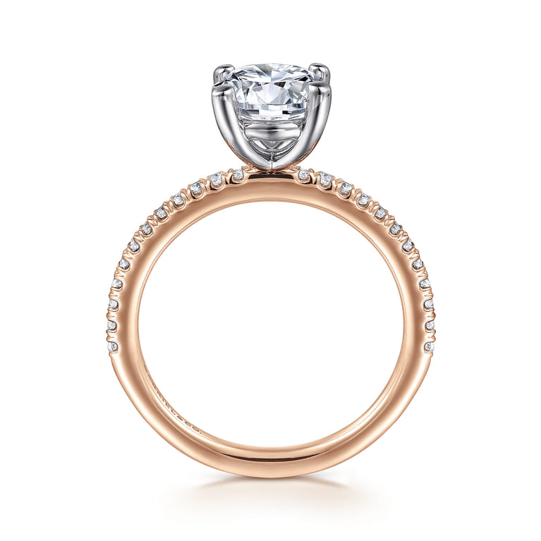 Evelyn - 14K White-Rose Gold Round Diamond Engagement Ring - 0.18 ct - Shot 2