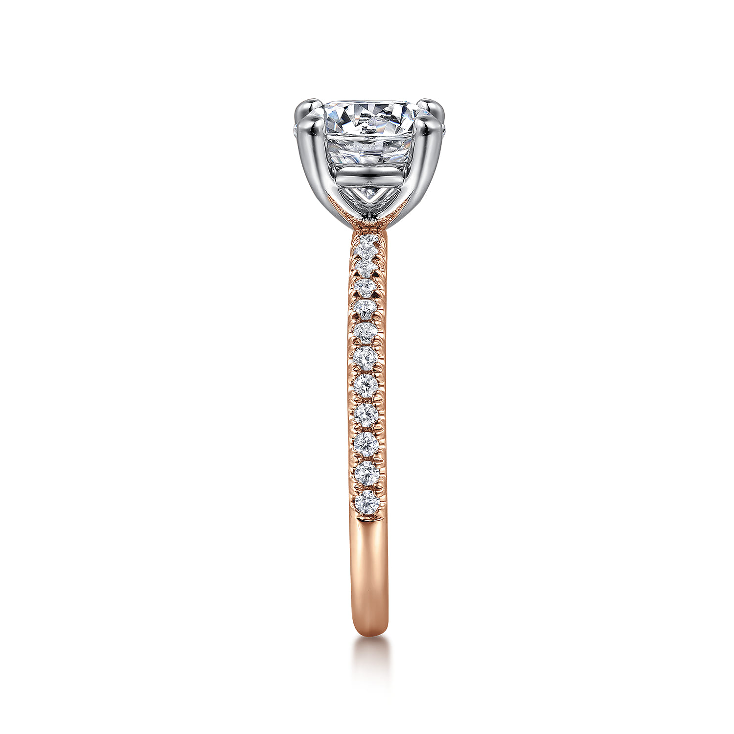 Evelyn - 14K White-Rose Gold Round Diamond Engagement Ring - 0.18 ct - Shot 4