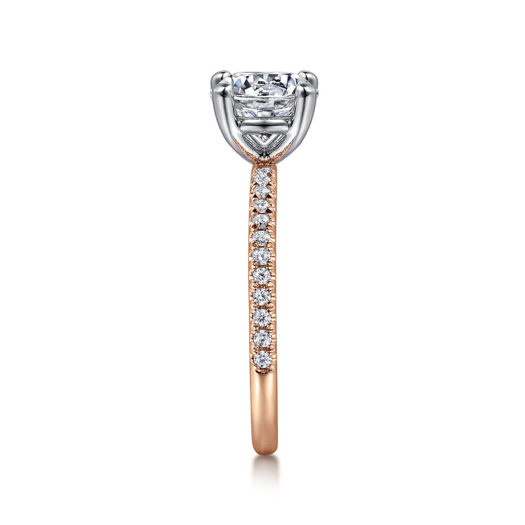 Evelyn - 14K White-Rose Gold Round Diamond Engagement Ring - 0.18 ct - Shot 4