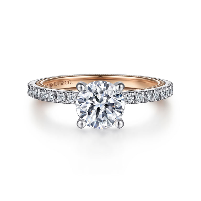 Love - 14K White-Rose Gold Diamond Engagement Ring - 0.43 ct