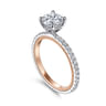Love - 14K White-Rose Gold Diamond Engagement Ring - 0.43 ct
