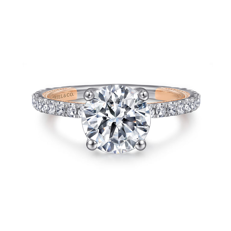 Danita - 14K White-Rose Gold Round Diamond Engagement Ring - 0.45 ct - Shot 1
