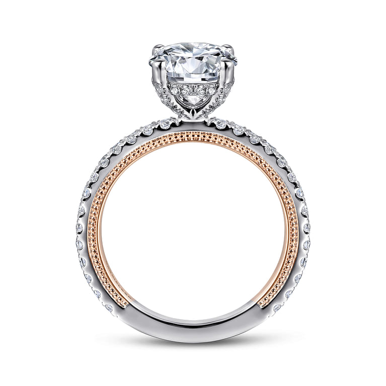 Danita - 14K White-Rose Gold Round Diamond Engagement Ring - 0.45 ct - Shot 2