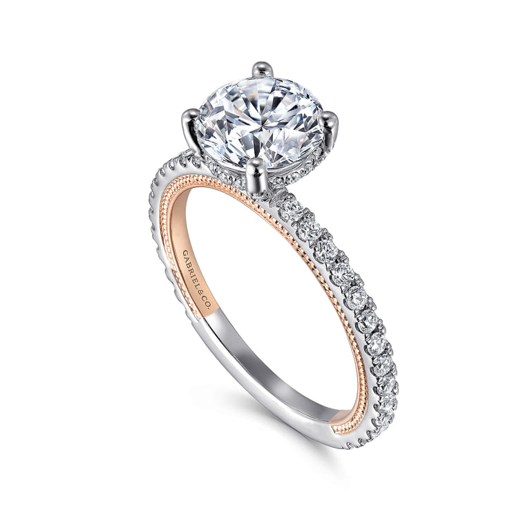 Danita - 14K White-Rose Gold Round Diamond Engagement Ring - 0.45 ct - Shot 3