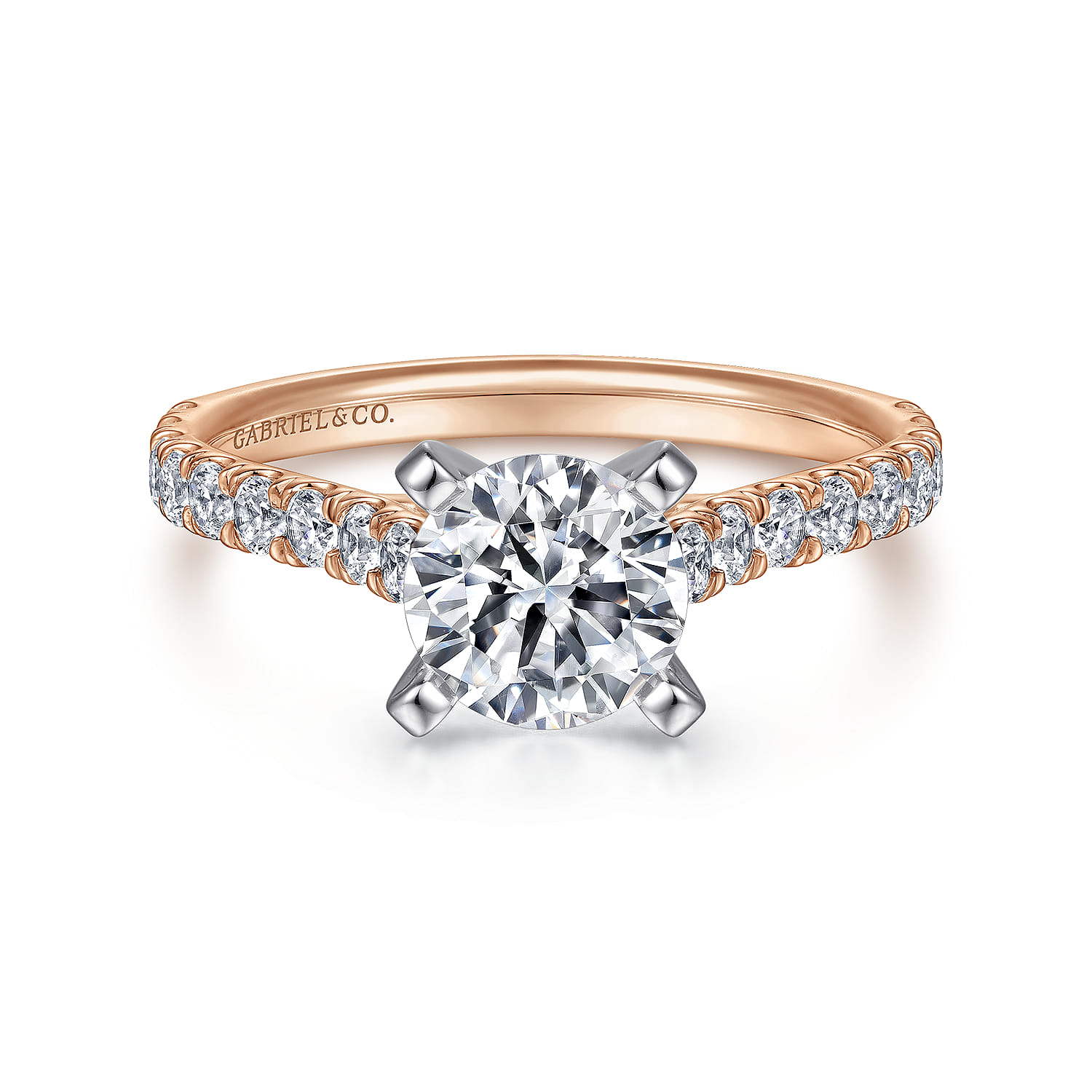 Erica - 14K White-Rose Gold Round Diamond Engagement Ring - 0.51 ct - Shot 1
