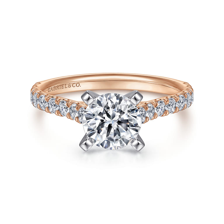 Erica - 14K White-Rose Gold Round Diamond Engagement Ring - 0.51 ct - Shot 1