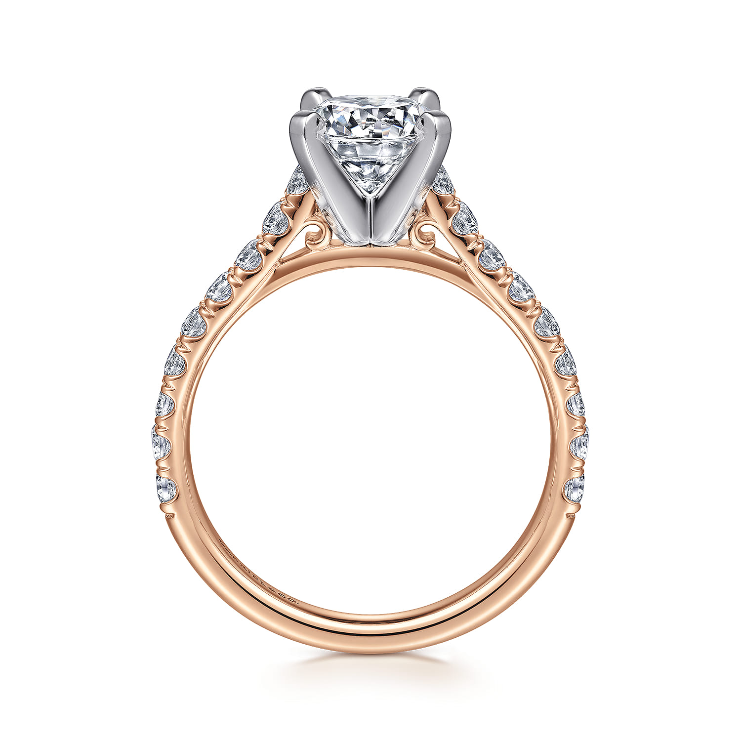 Erica - 14K White-Rose Gold Round Diamond Engagement Ring - 0.51 ct - Shot 2